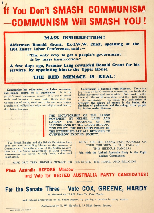 United Australia Party (UAP) Senate how to vote pamphlet from the 1930s