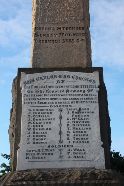 Monument erected to the miners and soldiers killed at Eureka
